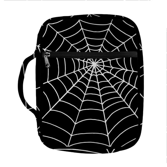 Black And White Cobweb Print Front Pocket Bible Bag