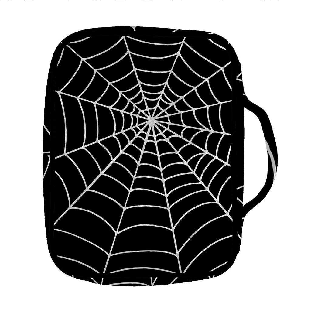 Black And White Cobweb Print Front Pocket Bible Bag