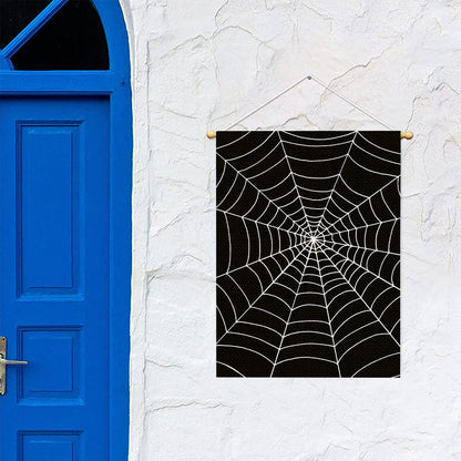 Black And White Cobweb Print Garden Flag
