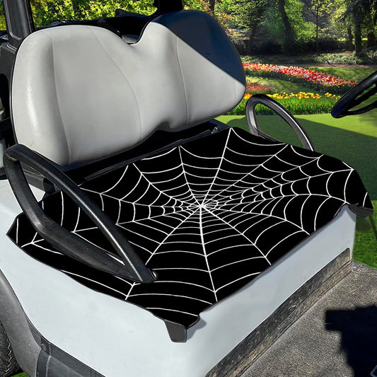 Black And White Cobweb Print Golf Cart Seat Cover