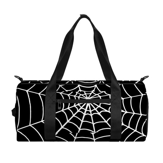 Black And White Cobweb Print Gym Bag