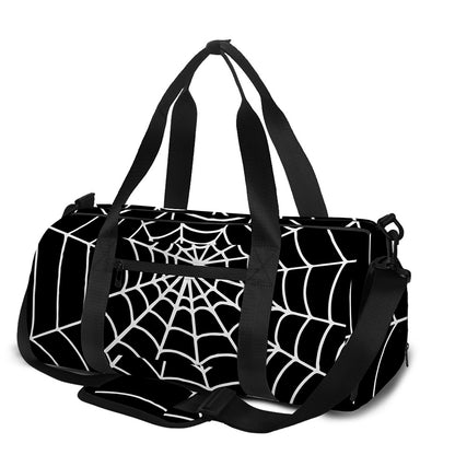 Black And White Cobweb Print Gym Bag