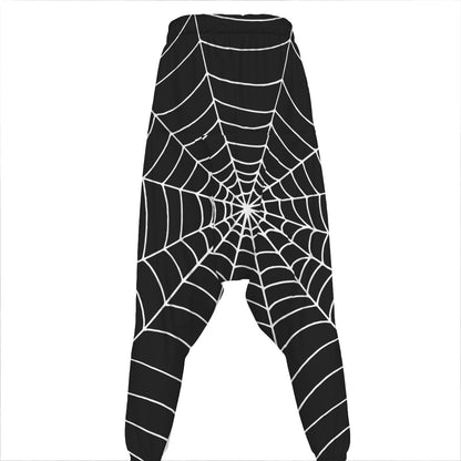 Black And White Cobweb Print Hammer Pants