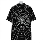 Black And White Cobweb Print Hawaiian Shirt