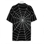 Black And White Cobweb Print Hawaiian Shirt