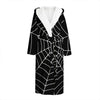 Black And White Cobweb Print Hooded Bathrobe