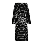 Black And White Cobweb Print Hooded Bathrobe