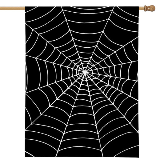 Black And White Cobweb Print House Flag