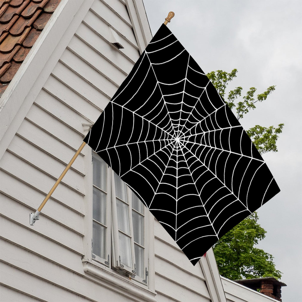 Black And White Cobweb Print House Flag