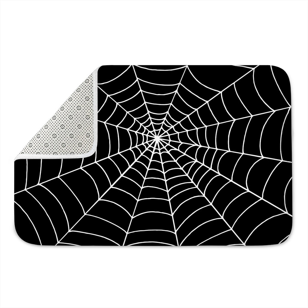 Black And White Cobweb Print Indoor Door Mat