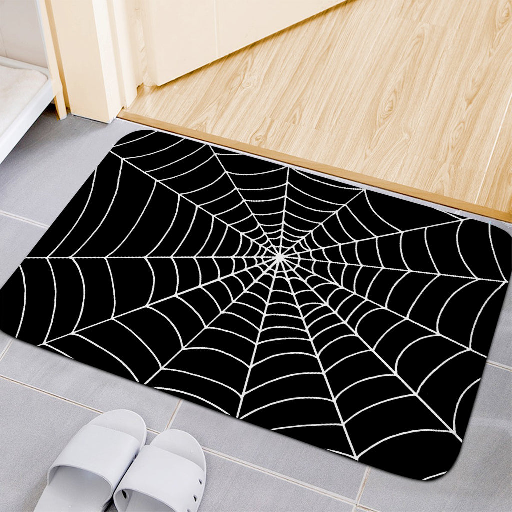 Black And White Cobweb Print Indoor Door Mat