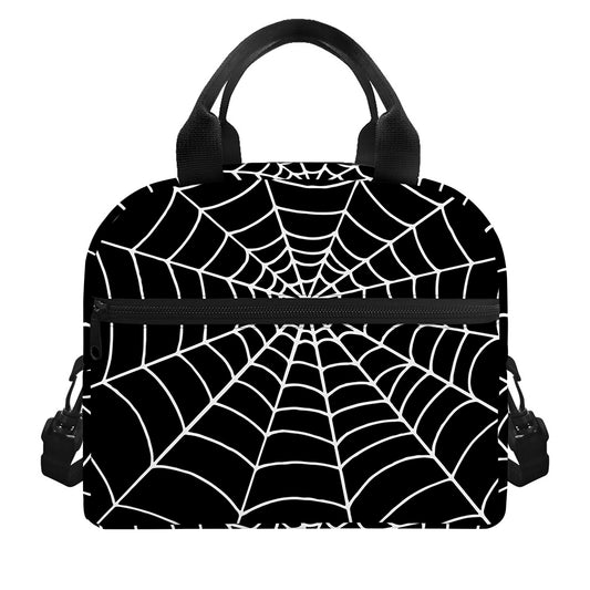 Black And White Cobweb Print Insulated Lunch Bag