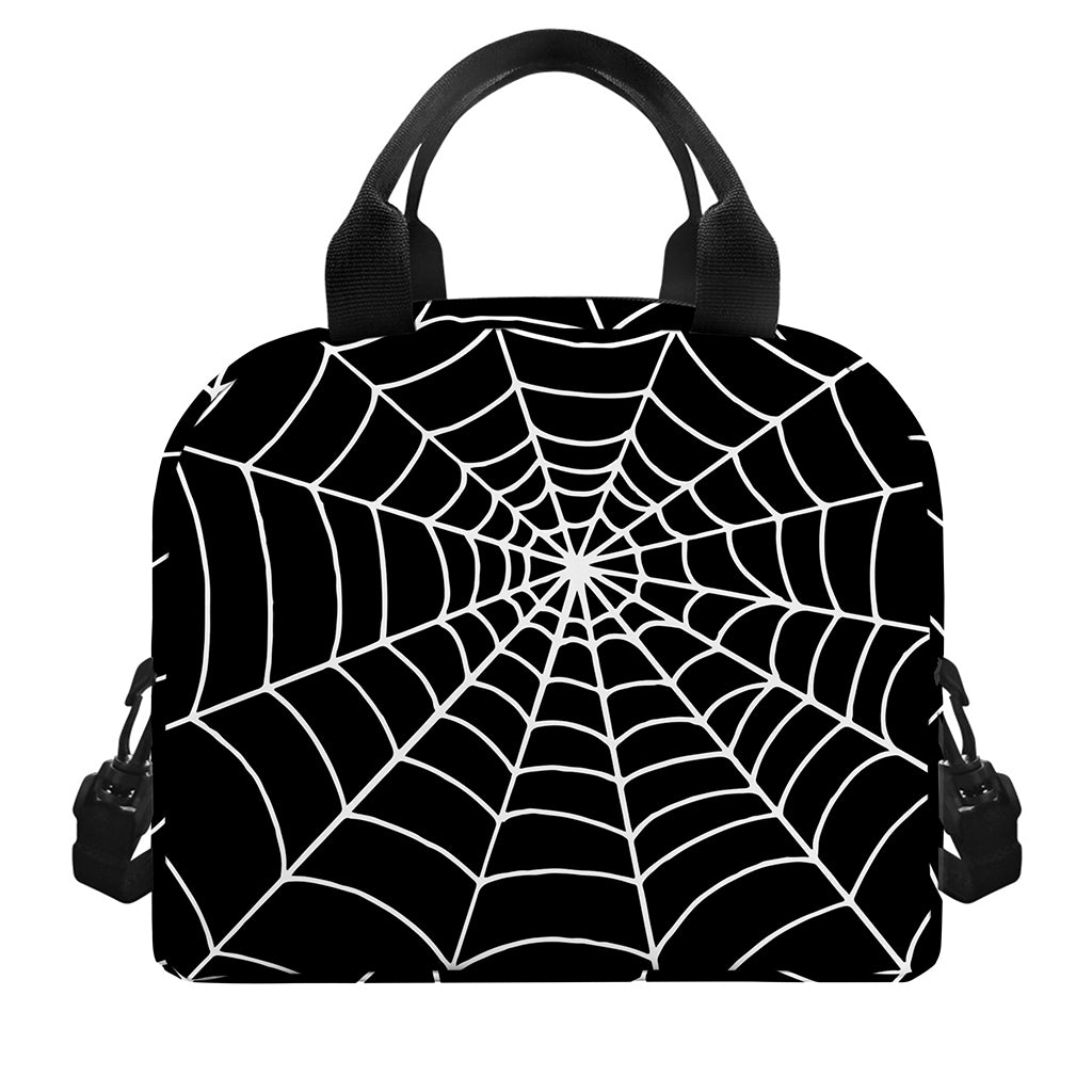 Black And White Cobweb Print Insulated Lunch Bag