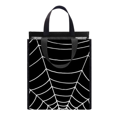 Black And White Cobweb Print Insulated Lunch Tote