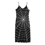 Black And White Cobweb Print Jersey Midi Cami Dress