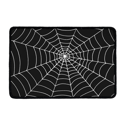 Black And White Cobweb Print Kitchen Mat