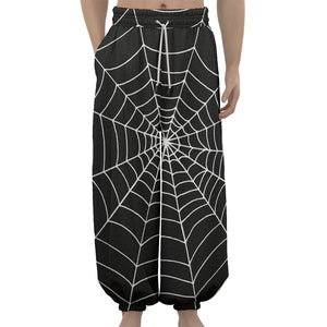 Black And White Cobweb Print Lantern Pants