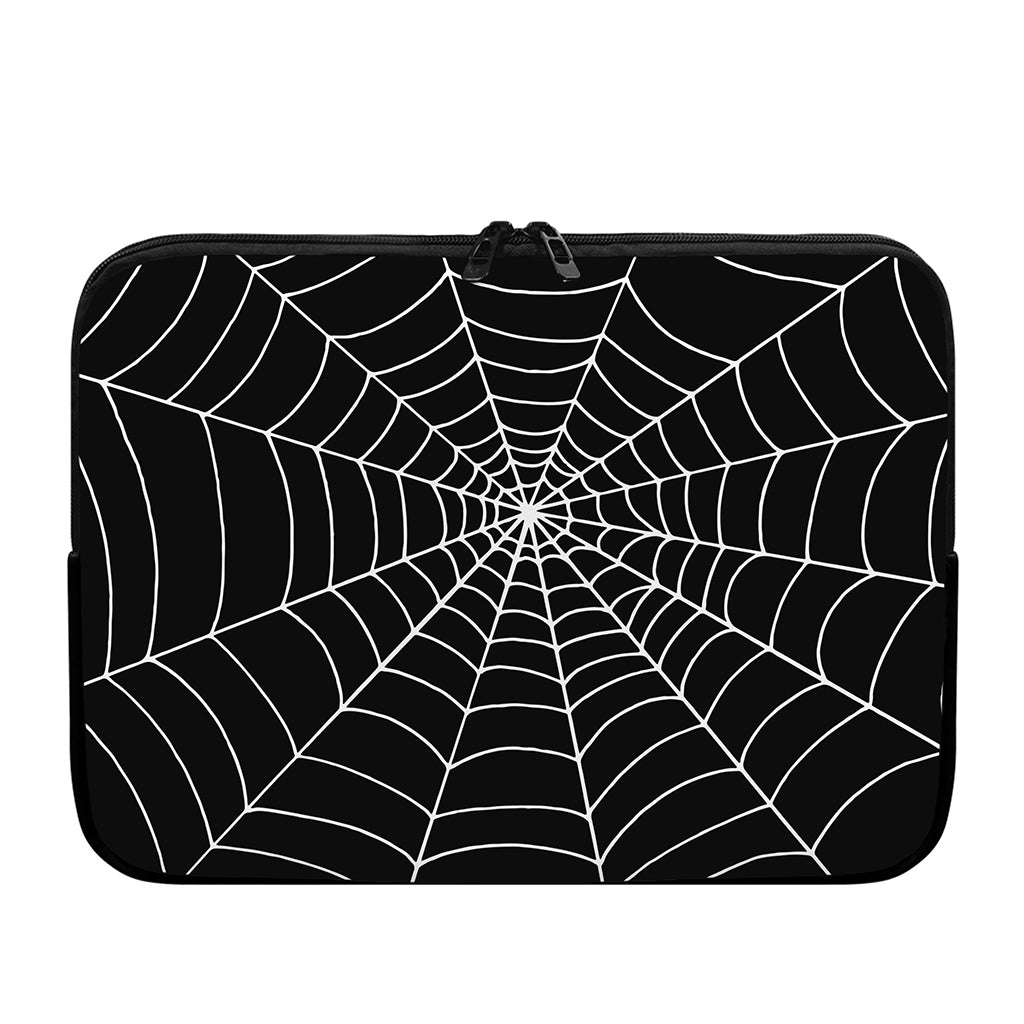 Black And White Cobweb Print Laptop Sleeve