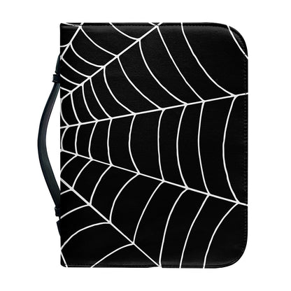 Black And White Cobweb Print Leather Bible Cover