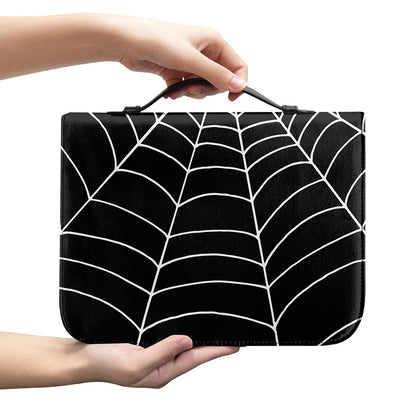 Black And White Cobweb Print Leather Bible Cover