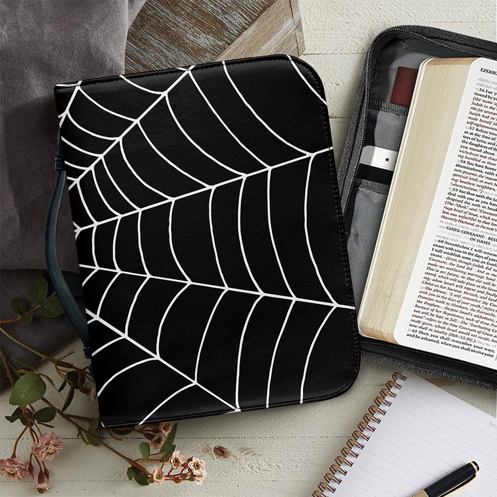 Black And White Cobweb Print Leather Bible Cover
