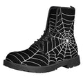 Black And White Cobweb Print Lace-Up Boots