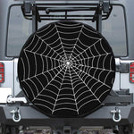 Black And White Cobweb Print Leather Spare Tire Cover