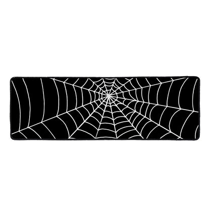 Black And White Cobweb Print Long Kitchen Mat