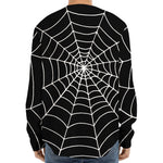 Black And White Cobweb Print Long Sleeve Baseball Jersey