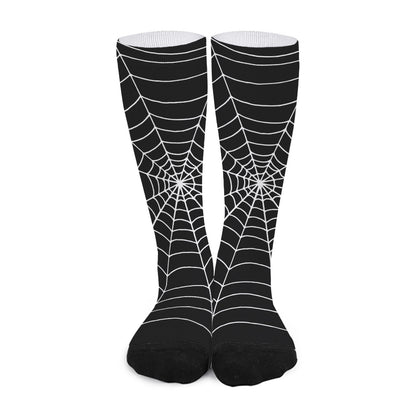 Black And White Cobweb Print Long Socks