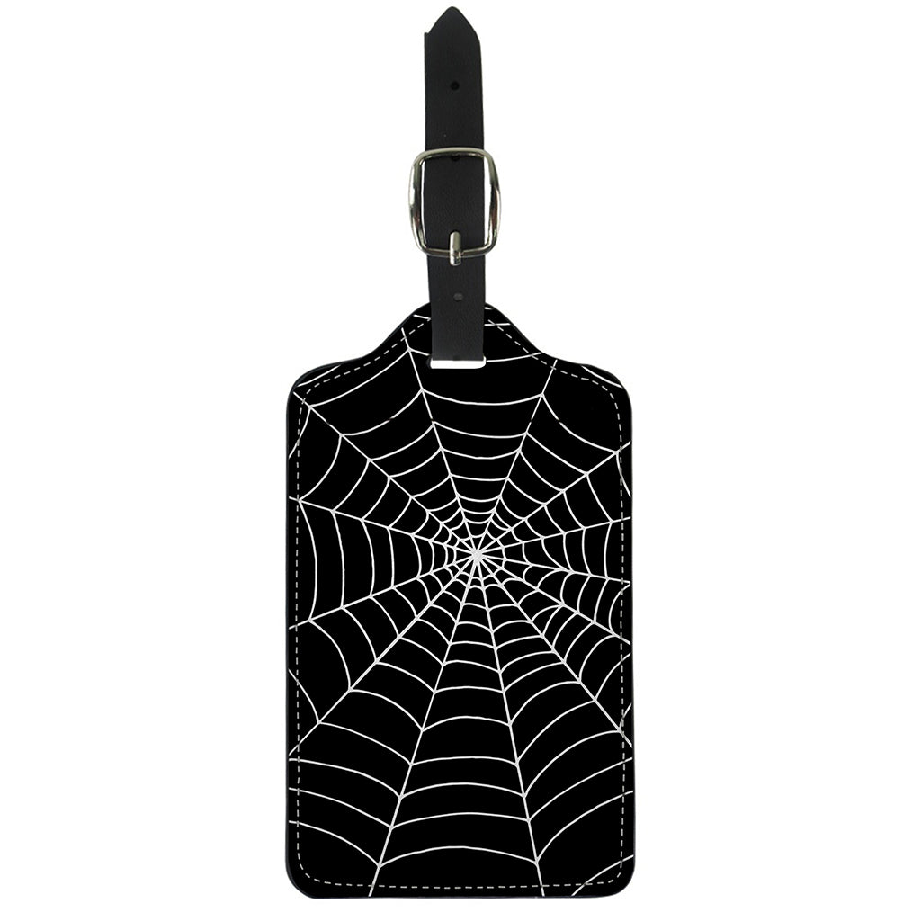 Black And White Cobweb Print Luggage Tag