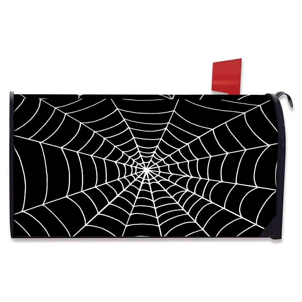 Black And White Cobweb Print Mailbox Cover