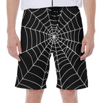 Black And White Cobweb Print Men's Beach Shorts