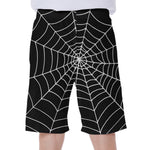Black And White Cobweb Print Men's Beach Shorts