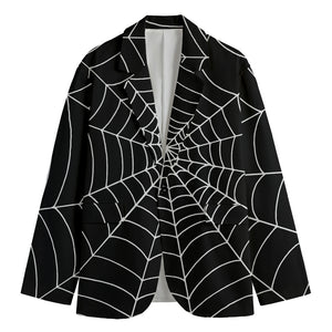 Black And White Cobweb Print Men's Blazer