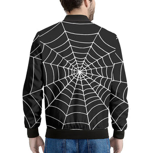 Black And White Cobweb Print Men's Bomber Jacket
