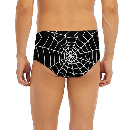 Black And White Cobweb Print Men's Briefs