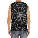 Black And White Cobweb Print Men's Fitness Tank Top