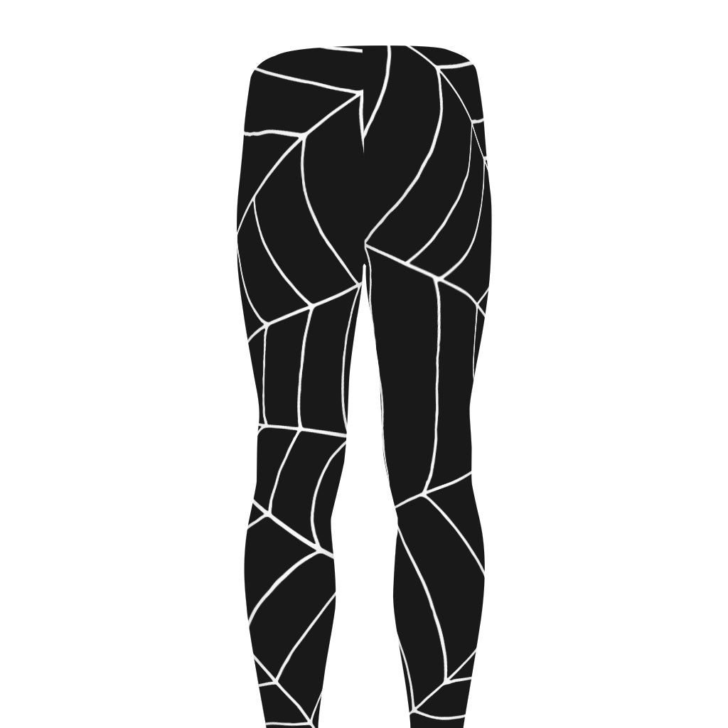 Black And White Cobweb Print Men's leggings