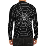 Black And White Cobweb Print Men's Long Sleeve Rash Guard