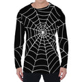 Black And White Cobweb Print Men's Long Sleeve T-Shirt