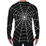Black And White Cobweb Print Men's Long Sleeve T-Shirt