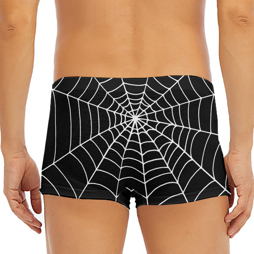 Black And White Cobweb Print Men's Short Boxer Briefs