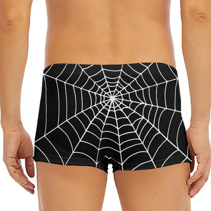 Black And White Cobweb Print Men's Short Boxer Briefs