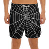 Black And White Cobweb Print Men's Split Running Shorts