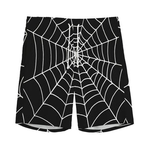 Black And White Cobweb Print Men's Sports Shorts