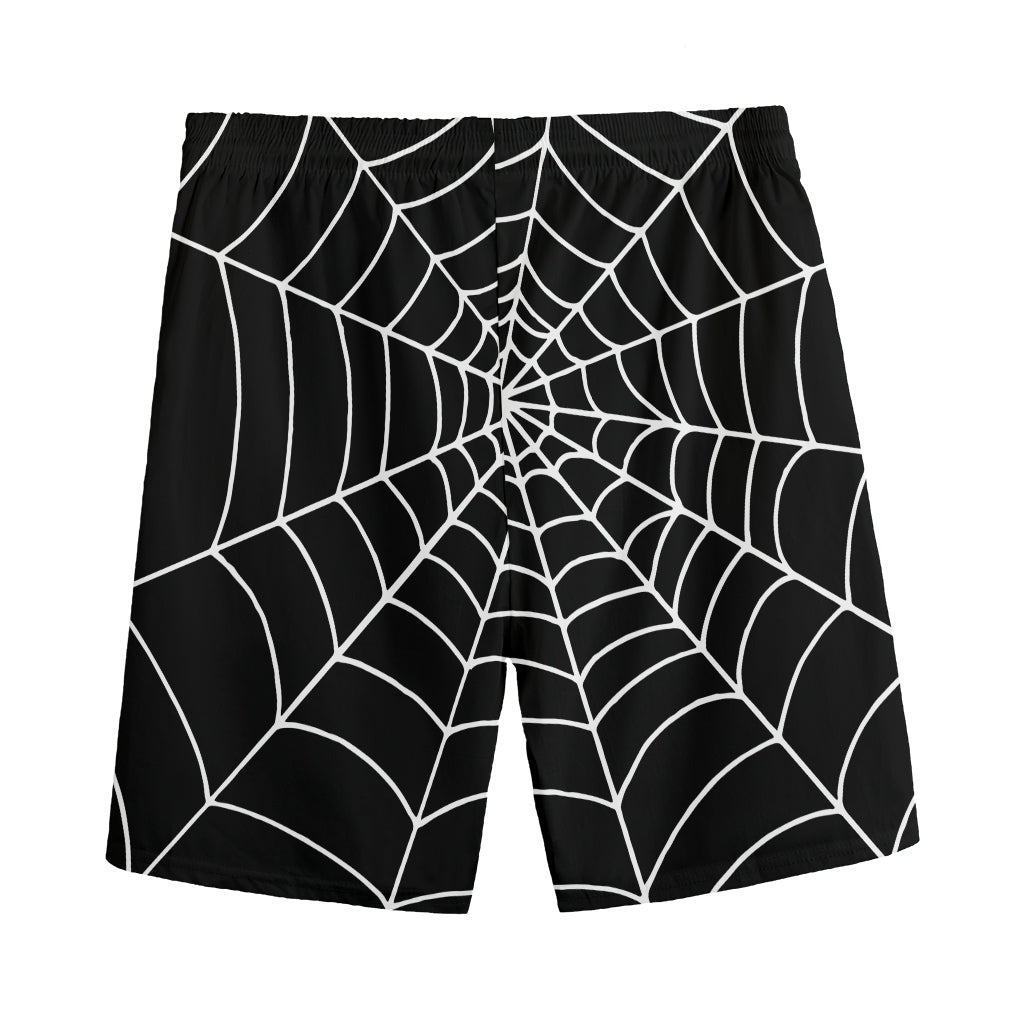 Black And White Cobweb Print Men's Sports Shorts