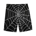 Black And White Cobweb Print Men's Sports Shorts