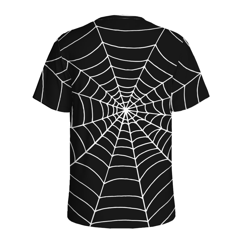 Black And White Cobweb Print Men's Sports T-Shirt