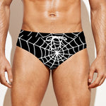 Black And White Cobweb Print Men's Swim Briefs